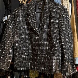 Style & Co. Women's Black and White Checkered Blazer